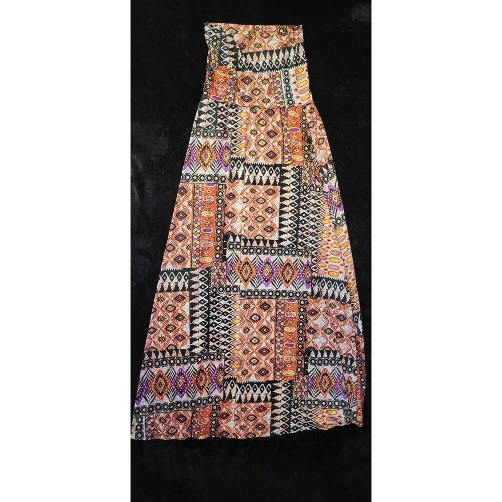 Woman's Size Small Bisou Bisou Maxi Skirt Geometric Tribal Patchwork Pattern